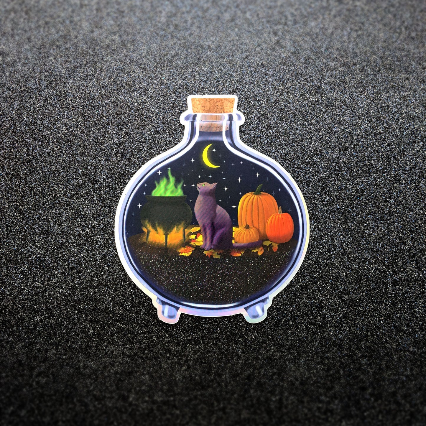 Moon Cat in a Bottle Sticker