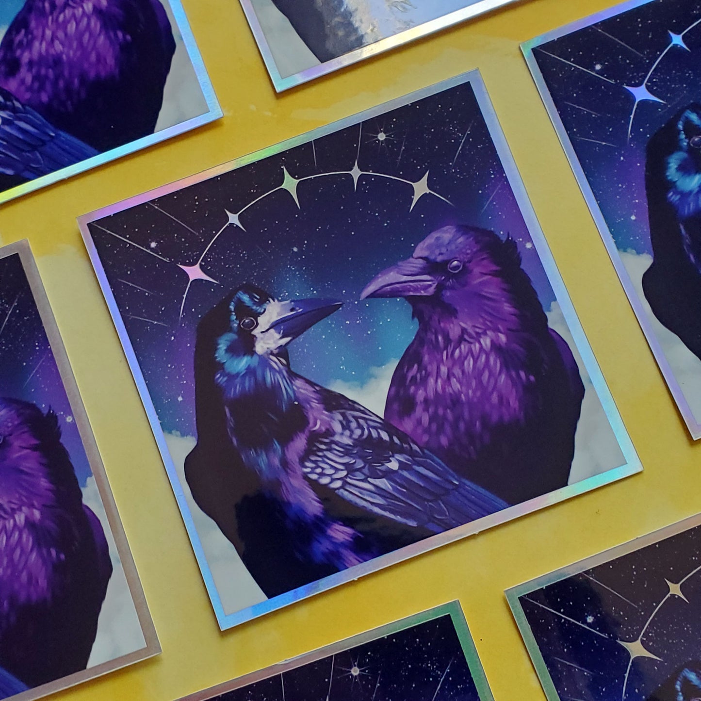 Corvid Lovers Holographic Sticker