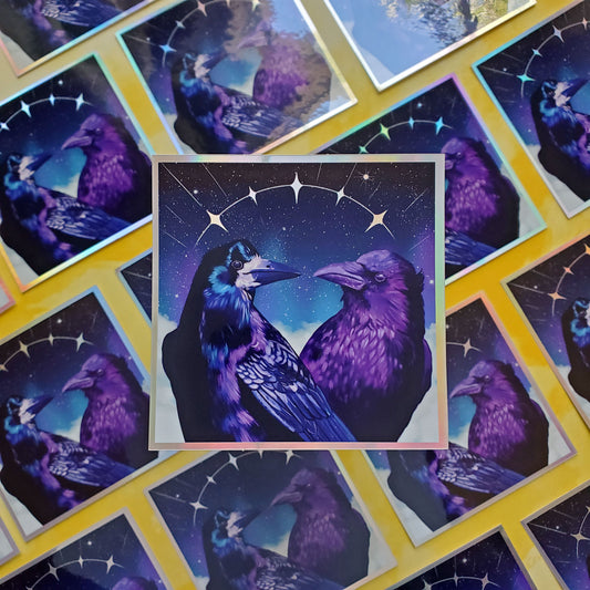 Corvid Lovers Holographic Sticker